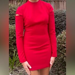 Black Halo Red Long Sleeve Dress